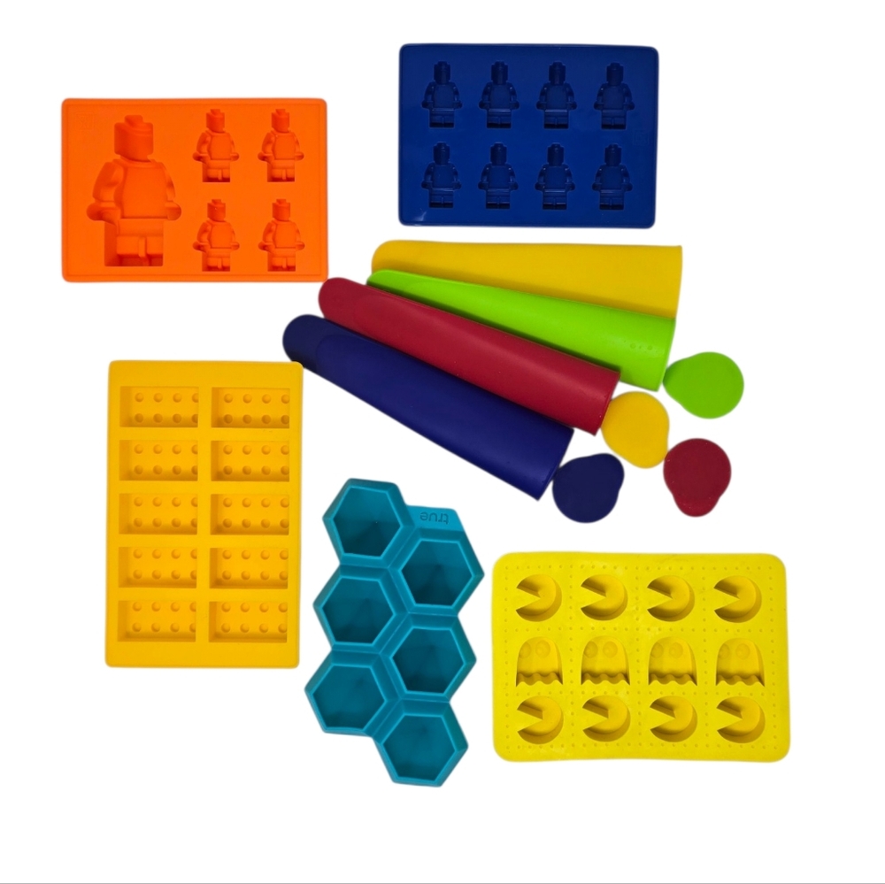 Silicone Candy Ice Molds Lot Pac-Man LEGO Robots Popsicle Chocolate Baking